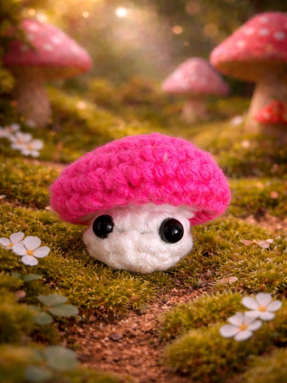 Hot Pink and Sparkle White Popping Mushrooms